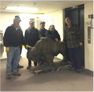 National Sculptors' Guild Fellow Sandy Scott's half-life sized bronze buffalo 
