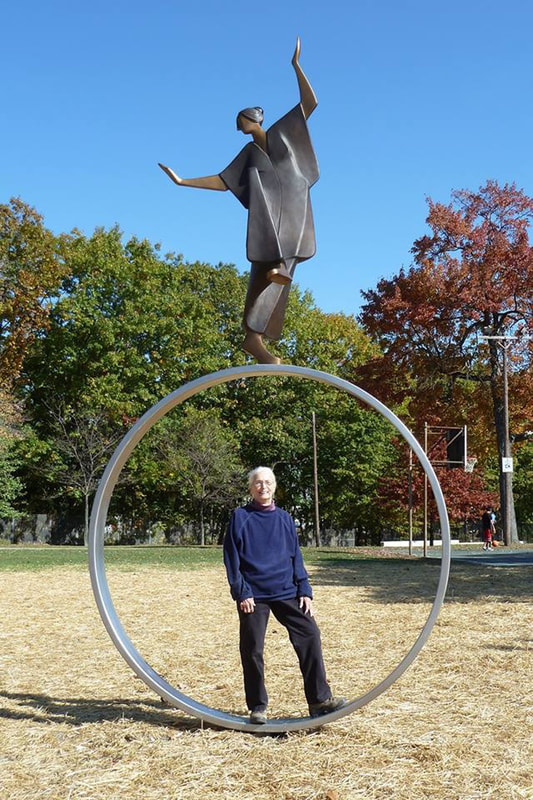 Carol Gold with her sculpture 