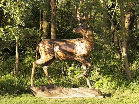 National Sculptors' Guild public art placement 32 Kent Ullberg bronze Startled Omaha Botanical Gardens, Nebraska 1995 deer ​Kent Ullberg's bronze sculpture 