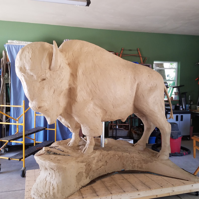 Denny Haskew National Sculptors Guild Buffalo Sculpture for CU Boulder 2017 7/28/17 : Denny Haskew's Buffalo enlargement 