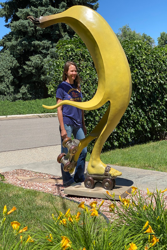 Coming soon to downtown Downey, CA!
The National Sculptors' Guild is preparing to install Affiliate Jack Hill's "On a Roll". The installations are part of a series of Public Art placements that the City has commissioned from the National Sculptors' Guild to enhance ​Downey Avenue.

The project has been delayed due to the pandemic, we're hoping to install in the next month or so. Until then - take in this foundry shot of a brilliantly colored, 7-foot tall bronze banana on roller skates!



Progression of the enlargement are shown below... want the maquette? order one here