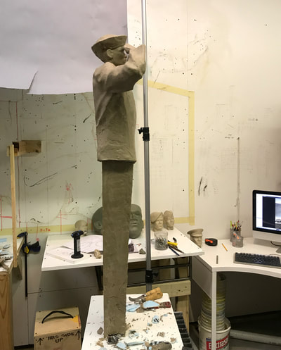 SALUTE by Clay Enoch and the National Sculptors' Guild Update 5/14/18: The figure portion with sculpted saluting arm has been completed, ready to mold and cast.