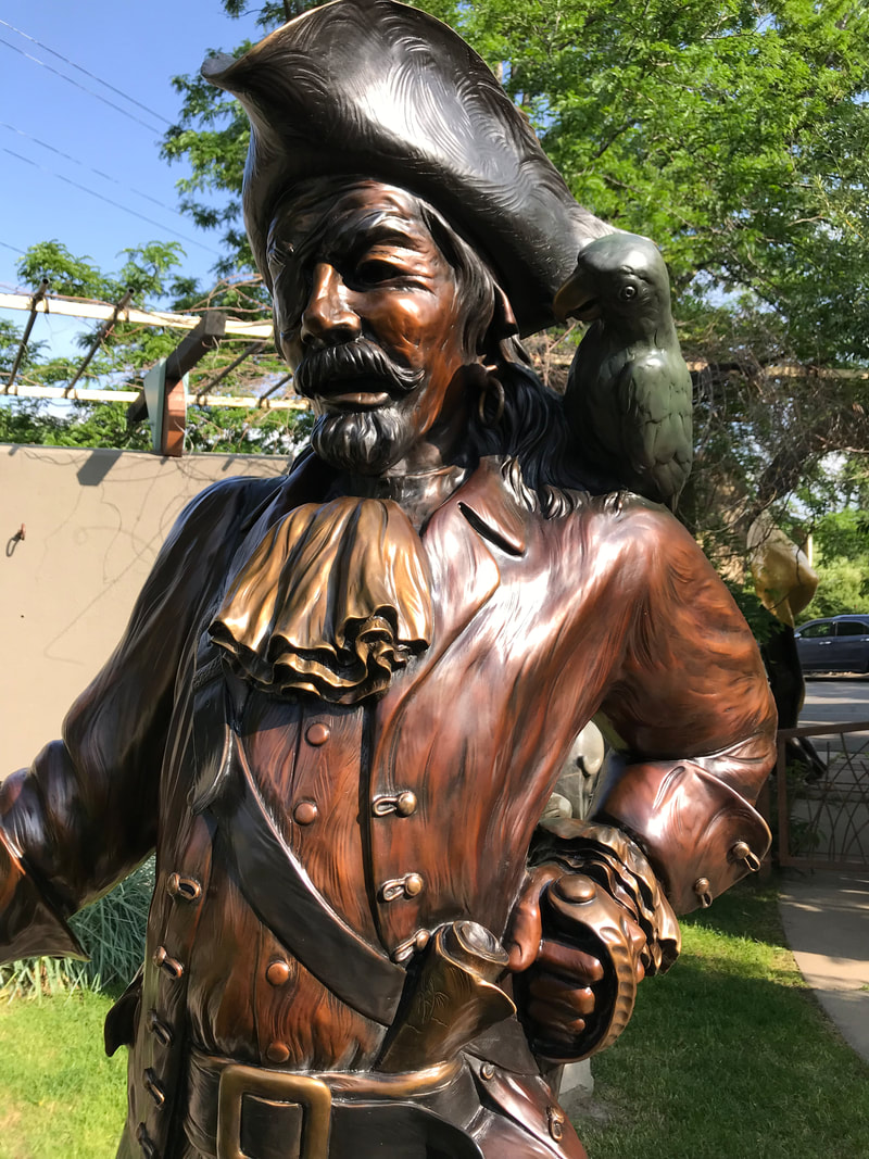 Sculpture Services of Colorado came to the NSG garden to clean Arrgh up before we loaded it up to head to Edmond, OK. We'll miss this pirate in the garden, but happy it'll be enjoyed in its permanent placement.