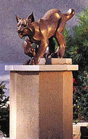 National Sculptors' Guild Public art placement 2 Rosetta Lynx Homestate Bank Loveland, Colorado; Rosetta and the National Sculptor's Guild, The Lynx, Homestate Bank (now Independent Financial), 1993.  Rosetta's bronze sculpture, 