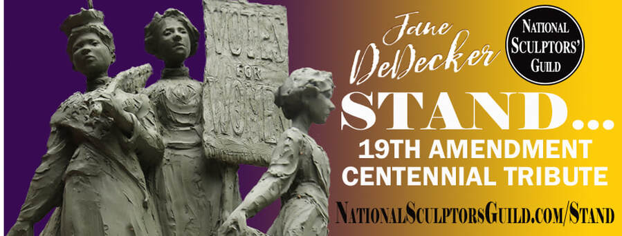 Learn more about this National Sculptors' Guild exclusive offering of Jane DeDecker's latest historic sculpture, celebrating the 100th Anniversary of the 19th Amendment, the Women's Right to Vote.  Featuring 9 portraits of pivotal women from the Woman's Suffrage Movement. We are seeking sponsorship from private donors, or cities and municipalities for Public Art placements of the 8-ft tall bronze and sandstone sculpture this year.  First 3 castings are available at an introductory price and will ship by Election Day 2020.  see website for additional views, order details, finishes and background on the project. http://www.nationalsculptorsguild.com/stand.html  #Stand #JaneDeDecker #NationalSculptorsGuild #WomensRights #Equality #NineteenthAmendment #CentennalTribute #VotersRights #ThenAndNow