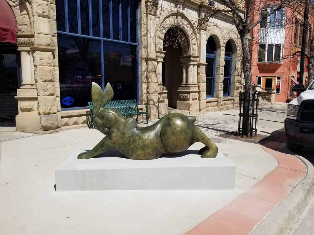 Rabbit Reach by Tim Cherry and the National Sculptors' Guild placed in  Sheridan, WY  ​National Sculptors' Guild public art placement 493