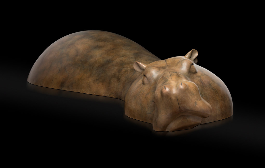 Update 12/07/2017: Tim Cherry has finished Roundbottomus Hippopotamus in a beautiful Pat Kipper patina. The first in the edition was commissioned through the National Sculptors' Guild for the City of Little Rock, Arkansas and will be installed in the spring once the site is ready. The sculpture is designed to be played on and around, placed directly on the ground, bands of different colors of concrete will surround the bronze to give the sense of rings of water. The donor has named her 