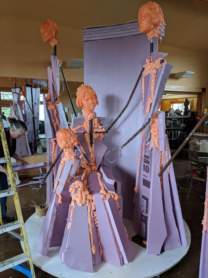 Jane has begun work on the monument, below are studio images of the armature and early stages of adding clay, the 5ft maquette is used for reference as she sculpts the enlargement. "Every Word We Utter" is a Monument to the Women's Suffrage Movement. The monument commemorates the largest nonviolent revolution in our nation’s history -- the movement for women’s right to vote. Dedicated to Susan B. Anthony and Elizabeth Cady Stanton, the monument will mark the 100th Anniversary of the ratification of the 19th amendment, the women's right to vote. DeDecker elected to depict multiple figures in the monument as a reminder that it took a whole group of women to accomplish this right. Susan B. Anthony and Elizabeth Cady Stanton are shown collaborating on the 19th amendment. Ida B Wells and Alice Paul are shown paying homage to the women before them; standing on the shoulders of giants(Sojourner Truth, Harriet Stanton Blatch, Anthony and Stanton, etc). Signatures of the group of women it took surround the monument. The immensity and scale needed to equal the magnitude of the movement. Bold and Beautiful just like those women who fought for our rights. “Every word we utter, every act we perform ... are wafted into enumerable other circles …” Elizabeth Cady Stanton reflecting on the life of Lucretia Mott. "When we see them (historic female figures), we're reminded. It's important that we see these women, every day. Seeing them every day will help us to remember their goals and remember their aspirations. Sending a message to every woman that they do have a voice and they can use their voice. I hope the monument inspires young women..., little girls." - Jane DeDecker Every Word We Utter copyright Jane DeDecker all rights reserved