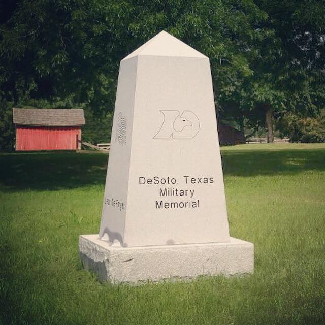 Weighing in at an impressive 10,000 lbs the National Sculptors' Guild just set this granite obelisk for the DeSoto, Texas Military Memorial located at the Historic Nance Farm. An ornamental knot garden and pedestrian walk will adorn the 7ft tall monument creating a new site for community memorial gatherings and personal reflections. #DesotoTexas #MilitaryMemorial