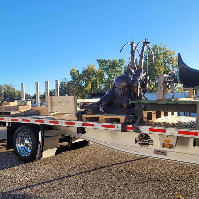 We’ve loaded up this morning and have #SculptureOnTheMove to #LittleRock AR. This truck has 5 sculptures, 2 bases, and a bunch of stainless steel structures for installation and footings. But wait, there’s more; we’ll have another two truck loads lined up for one of these projects.
Keep up with all our projects here: https://www.nationalsculptorsguild.com/public-art.html
We are excited to get these sculptures in place and will send updates as they develop.
Special thanks to Denny Haskew @markleichliter Art Castings of Colorado and Shippers' Supply Custom Pack for help with creating, packing and loading and Landstar Trucking for getting our artwork to its new home where Sculpture at the River Market will receive it and Little Rock Parks & Recreation will help us install. #SculptureIsATeamSport
#NationalSculptorsGuild #DennyHaskew #WayneSalge #CastBronze #MarkLeichliter #FabricatedStainlessSteel #RobertKwetche #CarvedStone #CustomSiteDesign #JKDesignsInc #ArtInPublicPlaces #ArtistDriven #ClientMinded #Since1992 #NSG #FineArtSculpture