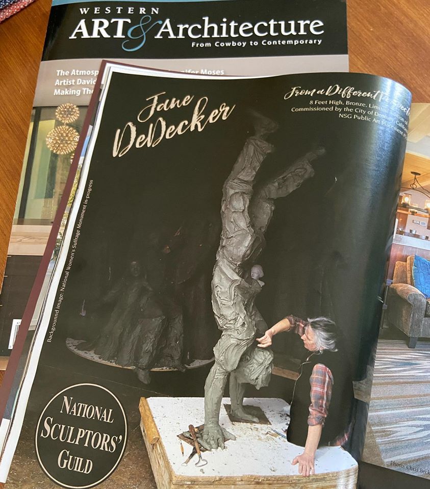 Check out our ad in the latest Western Art and Architecture we are featuring Jane DeDecker sculpting “From a Different Perspective” which the National Sculptors’ Guild will be placing in downtown Downey, California as soon as it is cast in bronze and we can safely install.  Commissioned by @cityofdowneyca the 8ft tall figure doing a handstand will be a fun addition to the city’s growing public art collection that we are thrilled to be an integral part in starting.  Want one for your public art space or home garden or office lobby? The introductory price is available thru June... Shop Now  #JaneDeDecker #FromADifferentPerspective #NationalSculptorsGuild #PublicArt #DowneyCA #Bronze #Sculpture #NSG #Contemporary #Figurative #ArtistDriven #ClientMinded #FeedYourCreativeSpirit