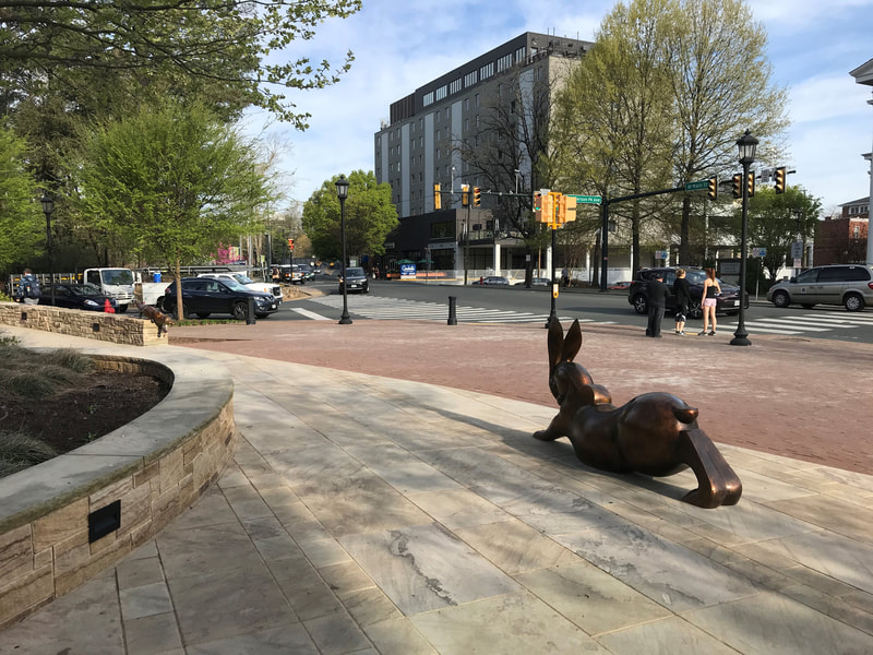 The University of Virginia's Children's Hospital Battle Building Park has added the bronze monument "Rabbit Reach" by National Sculptors' Guild fellow Tim Cherry 
​NSG placement #491
