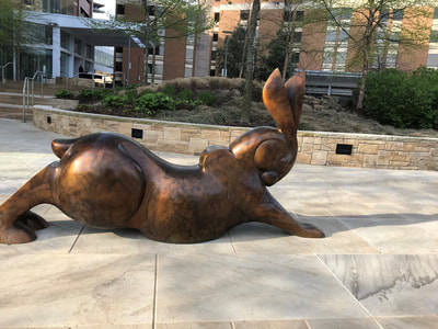 The University of Virginia's Children's Hospital Battle Building Park has added the bronze monument "Rabbit Reach" by National Sculptors' Guild fellow Tim Cherry 
​NSG placement #491