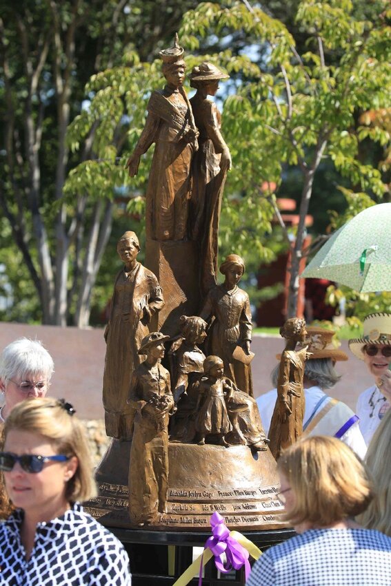 The 10/10/2019 dedication of The Arkansas 19th Amendment Memorial by Jane DeDecker  and the National Sculptors' Guild in Little Rock, Arkansas' Women’s Suffrage Centennial Plaza at the Vogel Schwartz Sculpture Garden.  The sculpture celebrates the 100th Anniversary of the Nineteenth Amendment, Granting Women the Right To Vote. Depicting notable activists Susan B. Anthony, Elizabeth Cady Stanton, Sojourner Truth, Harriet Stanton Blatch, Alice Paul, and Ida B Wells. Jane customized the composition for this placement, by including additional historic figures; two of the suffragettes who helped lead the movement in Arkansas; Josephine Miller Brown and Julia Burnell Babcock aka Bernie Babcock. In 1919, Arkansas became the 12th state to approve the 19th Amendment.  Learn more about this placement: https://www.nationalsculptorsguild.com/project-feed/every-word-we-utter-arkansas #SusanBAnthony #ElizabethCadyStanton #SojournerTruth #HarrietStantonBlatch #AlicePaul #IdaBWells #NotableWomen #JosephineMillerBrown #JuliaBurnell  #NationalSculptorsGuild #JaneDeDecker #BronzeSculpture #DeDeckerBronze #LittleRock #WomensSuffragePlaza #NineteenthAmendment #JKdesignsInc #HomeDecor #CorporateCollections #ArtInPublicPlaces #ArtistDriven #ClientMinded #Since1992 #NSG #FineArtSculpture