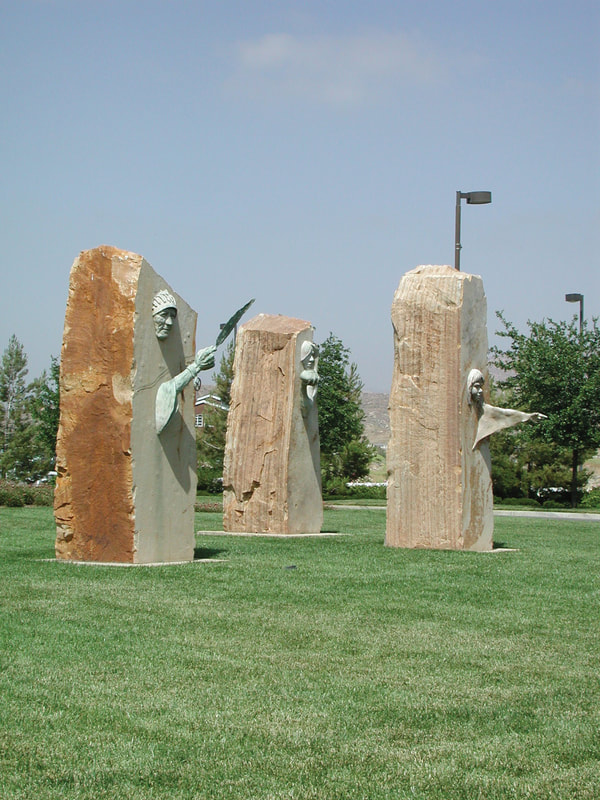 Update 2003-Present: More recent images show nature's changes made to the sculpture's patinas following area wildfires. We wish everyone safety when these unfortunate fires spark up. The beauty of the art, the land, and the people prevail.