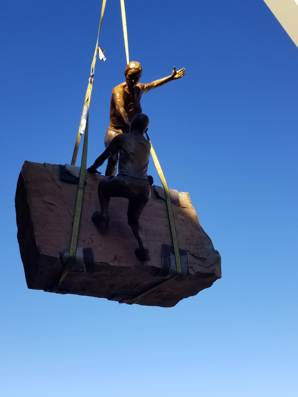 Update 11/20/2018: We were downtown completing the installation this afternoon.

​The bronze is in! "Reaching Our Goal" by Denny Haskew and the National Sculptors' Guild is the final element to go in of The Rotary Club of Thompson Valley's Legacy Project at The Foundry 
​​
The Legacy Project is the National Sculptors’ Guild’s 500th Public Art Placement!

We are so excited to be celebrating this moment in Loveland, Colorado where we've been headquartered since 1992.

​We have donated our portion of the project back to the placement to give back to the community that has supported us through the years.

 #FullCircle #ReachingOurGoal
